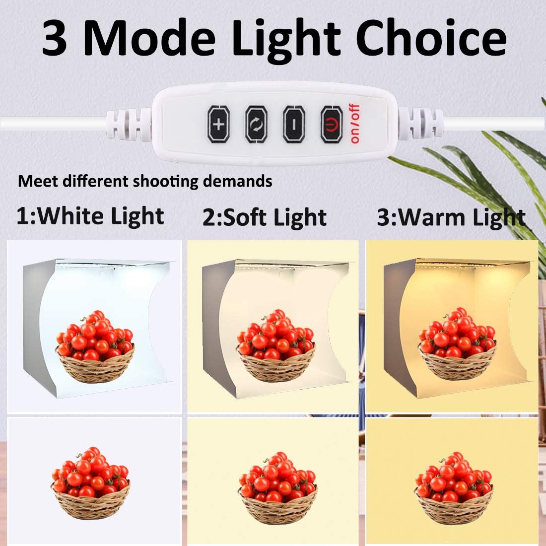 12 inch Adjustable Photography Light Box with 3 Light Modes